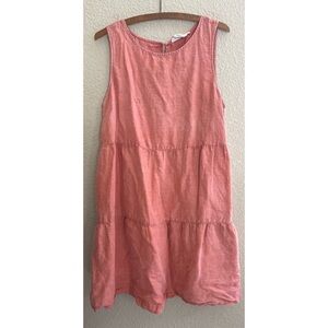 C & C California Coral Linen Tiered Sleeveless Dress Women’s Size Large